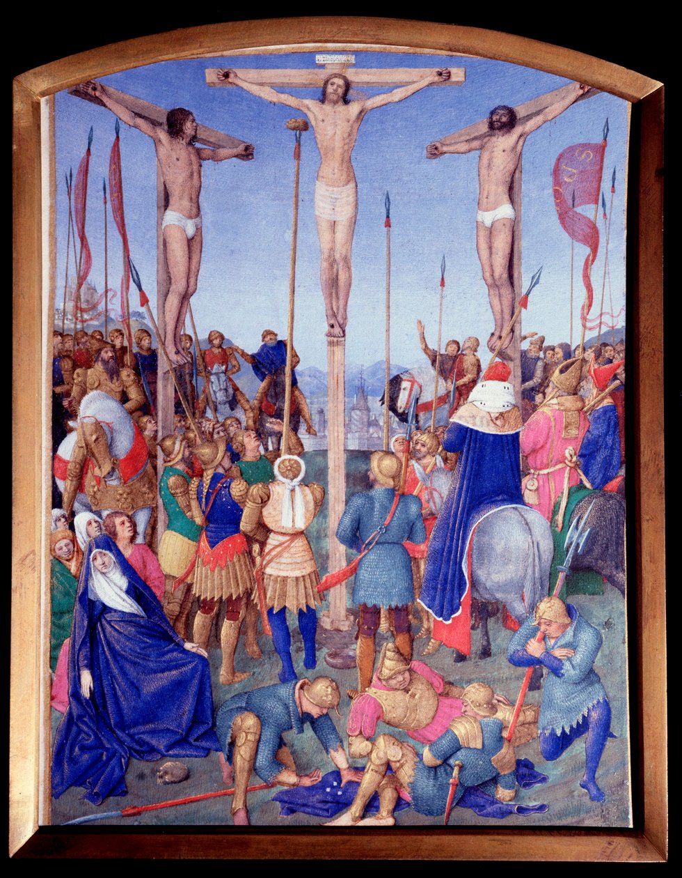 صلب. صورة مصغرة مأخوذة من "" كتاب ساعات إتيان شوفالييه "لجين فوكيه (1420-1477 / 1481) بواسطة جان فوكيه
