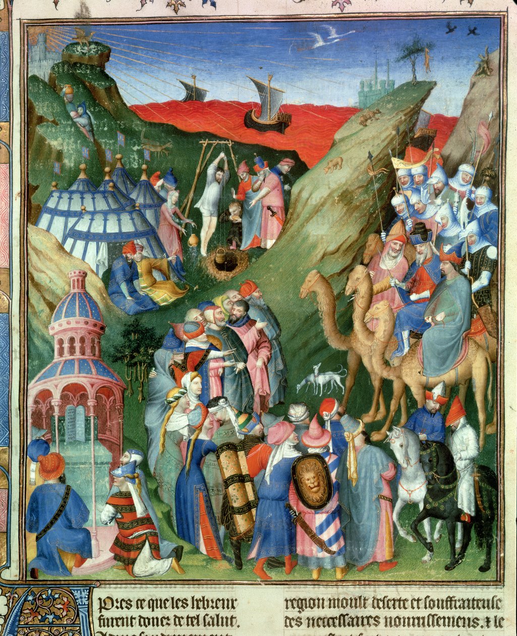 الاب 247 ص 49 تومي 1 عبرانيين في الصحراء ، تصوير من كتاب "Antiquites Judaiques" ، ج 1470 بواسطة جان فوكيه