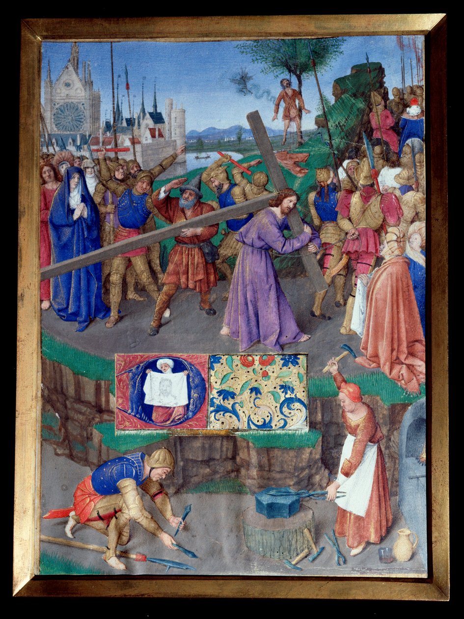Portage de croix Miniature مأخوذ من "" كتاب ساعات Etienne Chevalier "" لجين فوكيه (1420-1477 / 1481) بواسطة جان فوكيه