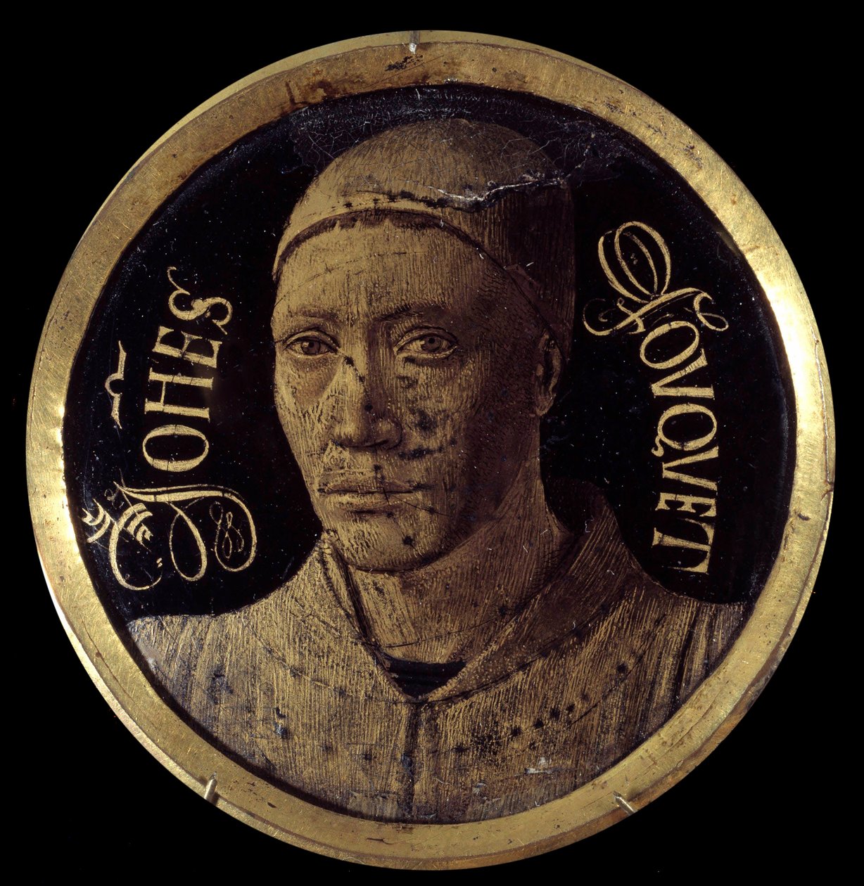 صورة شخصية من لوحة نوتردام دي ميلون مصغرة على البريد الإلكتروني لجين فوكيه (1420-1477 / 1481) القرن الخامس عشر ديم. 0.068 م بواسطة جان فوكيه