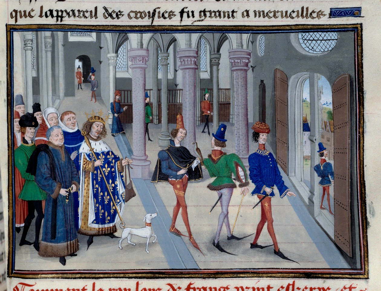 الملك سانت لويس (لويس التاسع (1214-1270) يعتزم مغادرة ما وراء البحار "" صورة مصغرة من "Les Grandes Chronicles" لجين فوكيه (1420-1481) ، باريس ، مكتبة الأرسنال بواسطة جان فوكيه