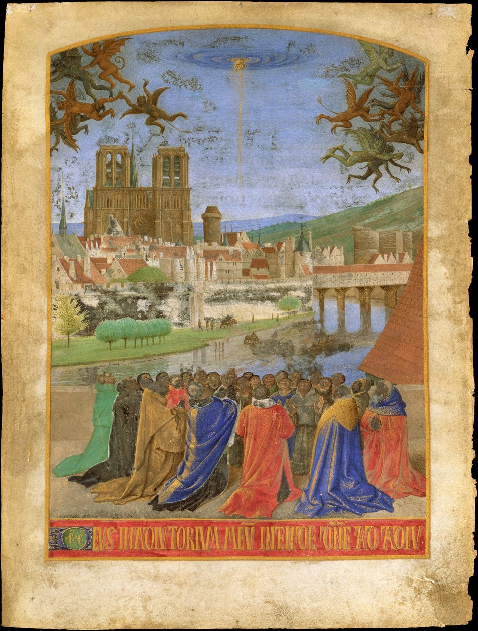 يد الله اليمنى لحماية المؤمنين ضد الشياطين ، c.1452-1460 (درجة الحرارة وورقة الذهب على الرق) بواسطة جان فوكيه