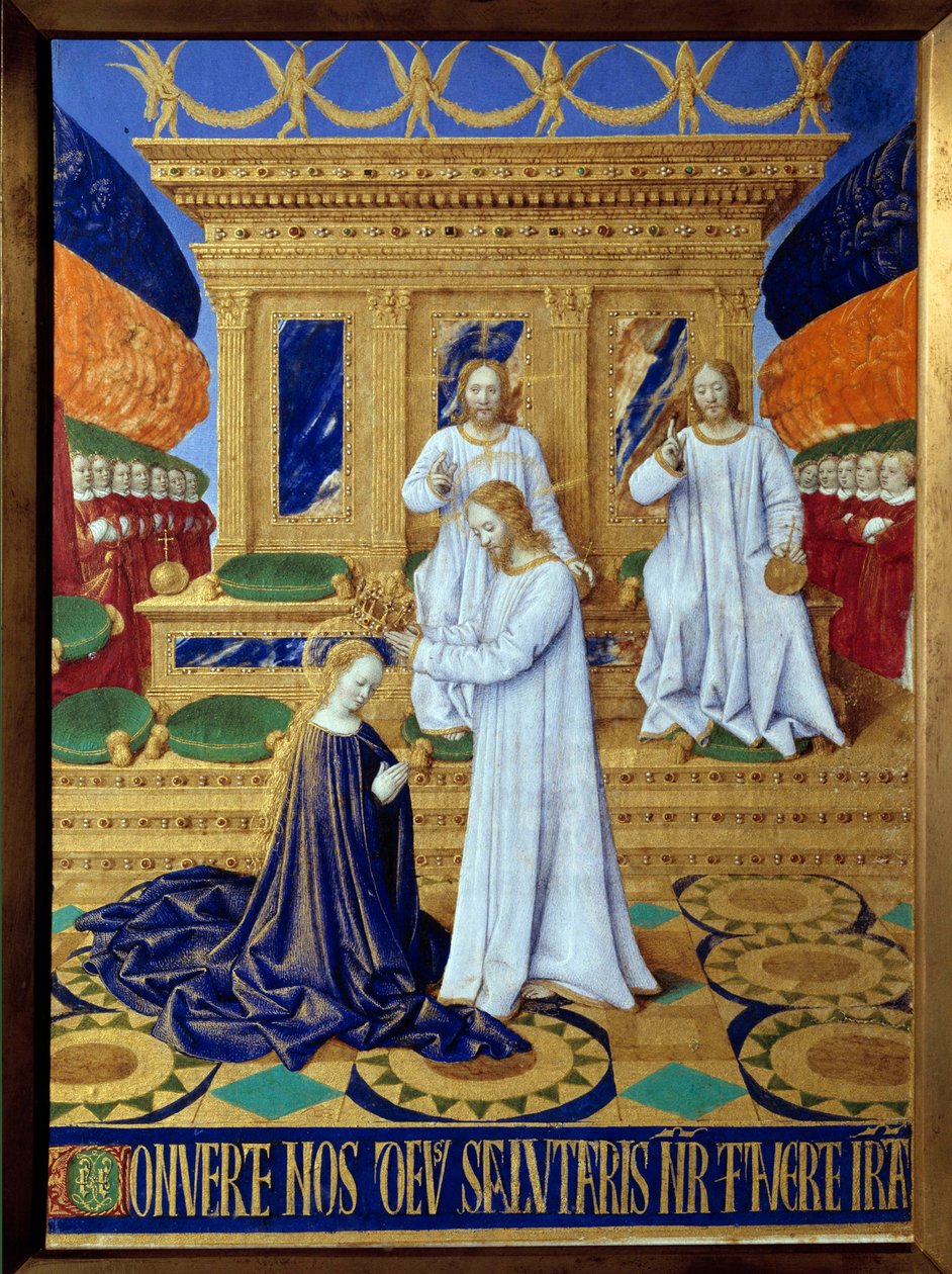تتويج العذراء المصغرة مأخوذ من "كتاب ساعات إتيان شوفالييه" لجان فوكيه (1420-1477 / 1481) بواسطة جان فوكيه