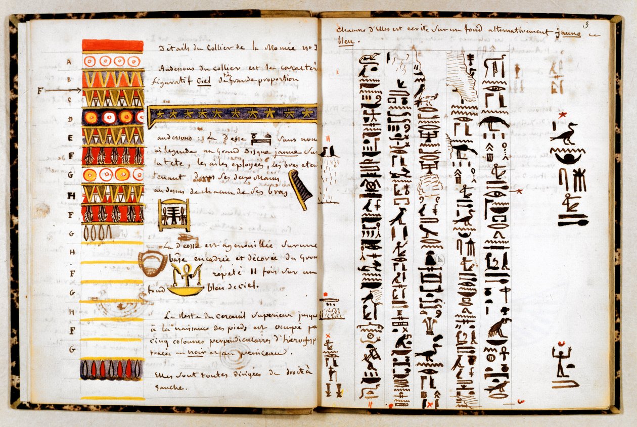الهيروغليفية في دفتر ملاحظات جان فرانسوا شامبليون ، c1806-1832 بواسطة جان فرانسوا شامبليون