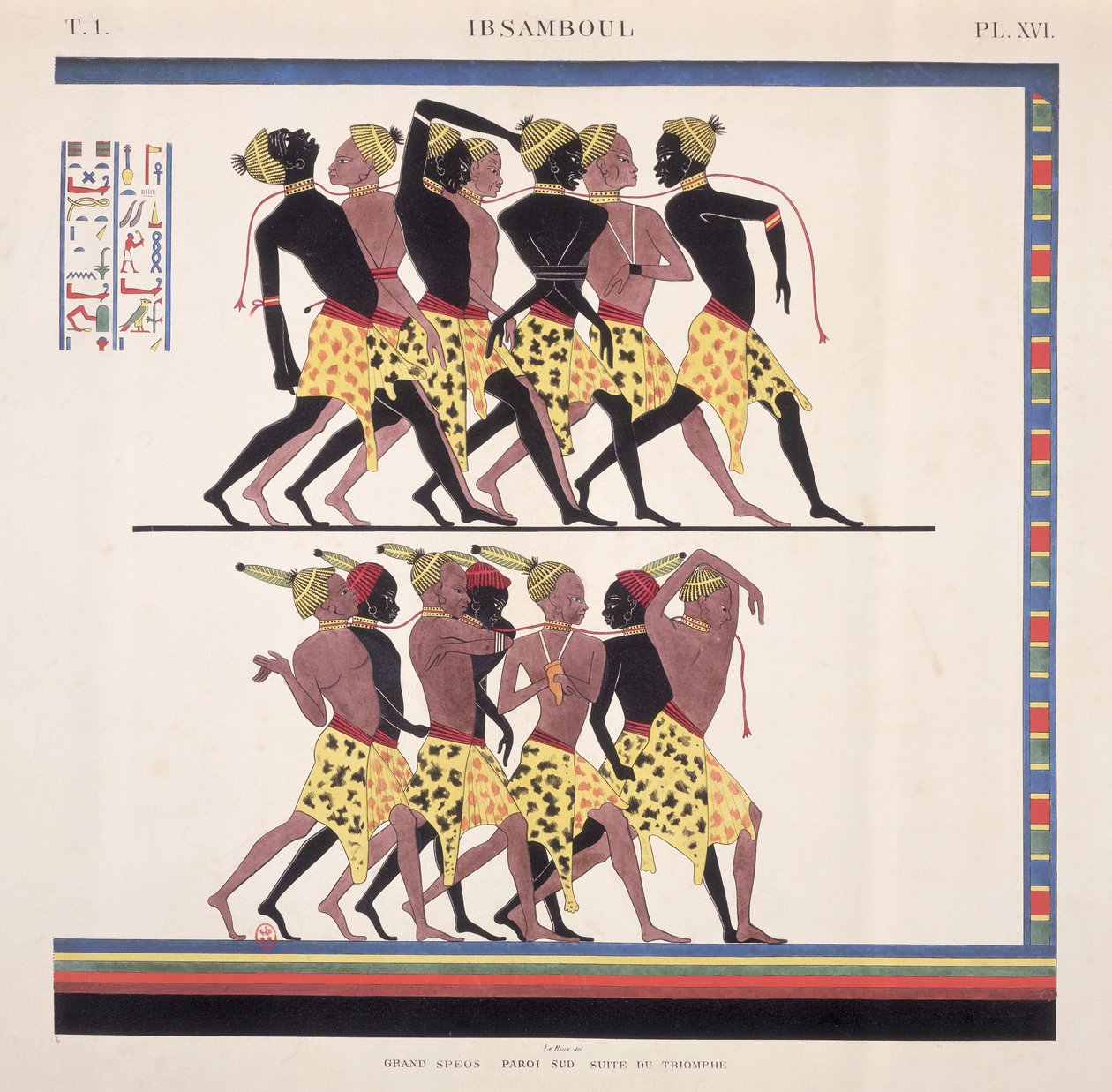 تفسير اللوحات الجدارية في إبسامبول التي تصور العبيد النوبيين ، من "Monuments de l" Egypte et de la Nubie "للفنان ، حوالي 1835 بواسطة جان فرانسوا شامبليون
