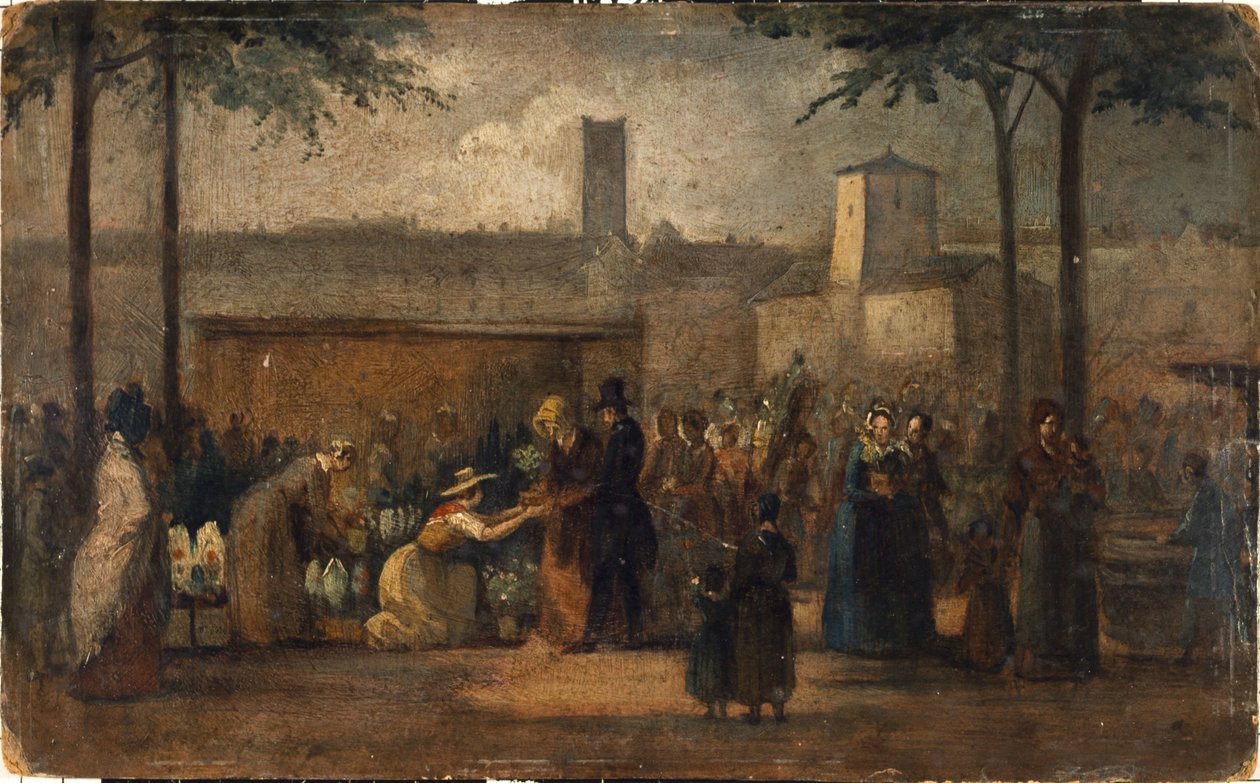سوق الزهور، حوالي عام 1839 (لوحة) بواسطة جان فرانسوا ديماي