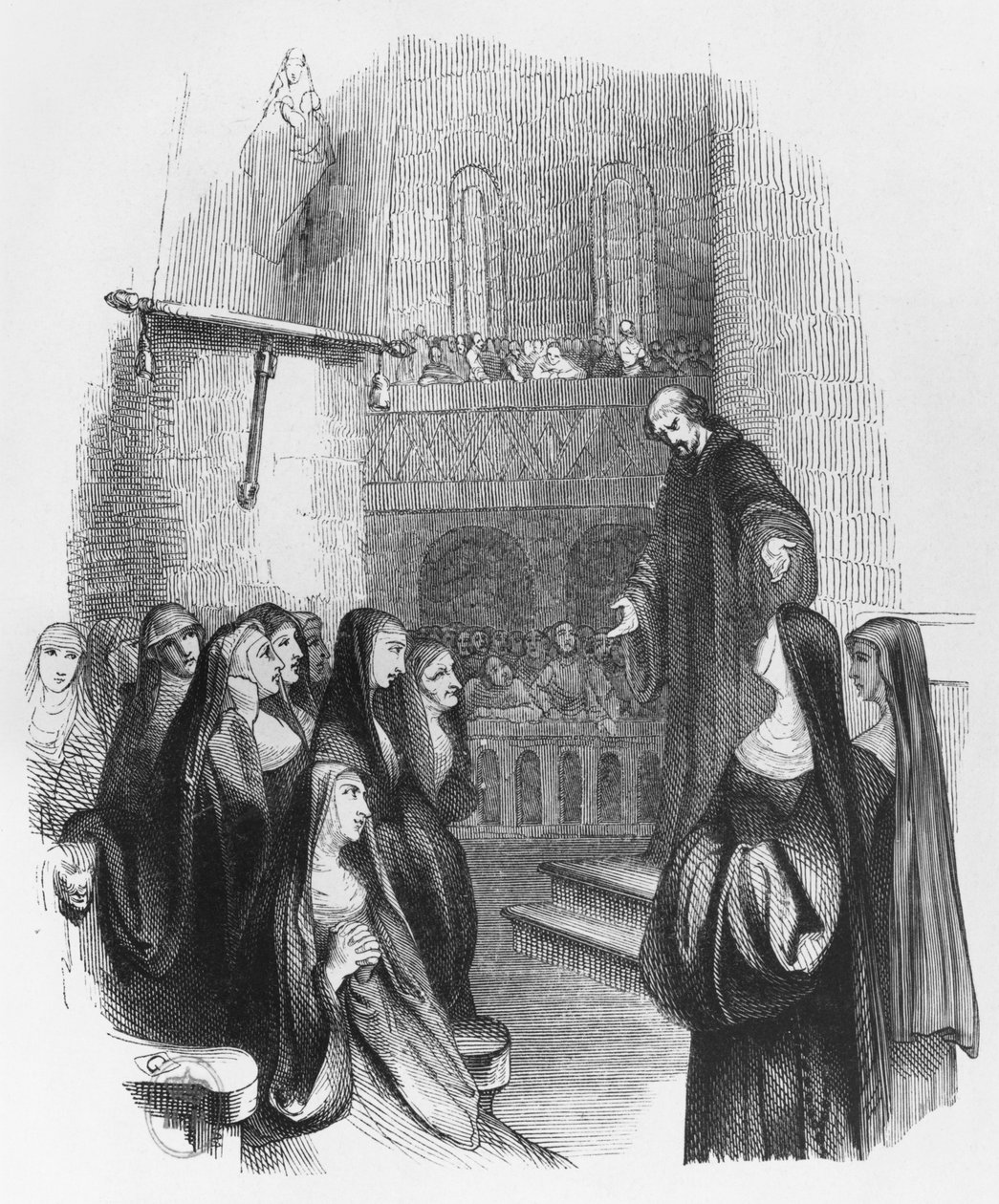 الوعظ أبيلارد في Paraclete ، التوضيح من "Lettres d&39;Heloise et d&39;Abelard" ، 1839 (النقش) (صور من وزن الجسم) بواسطة جان فرانسوا جيجو