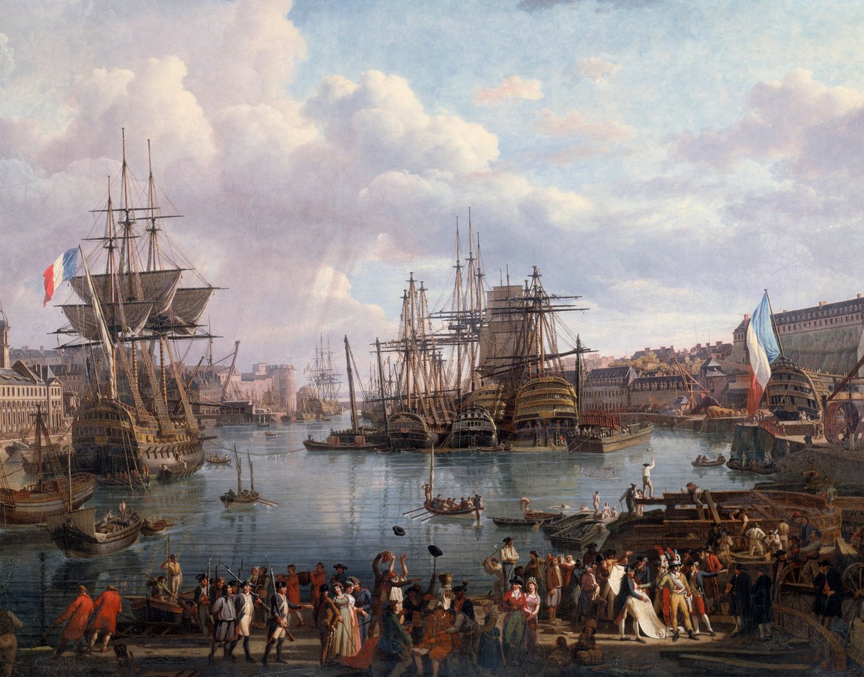 منظر لميناء بريست في القرن الثامن عشر التفاصيل. رسم جان فرانسوا هيو (1751-1823) من القرن الثامن عشر بواسطة جان فرانسوا هوي