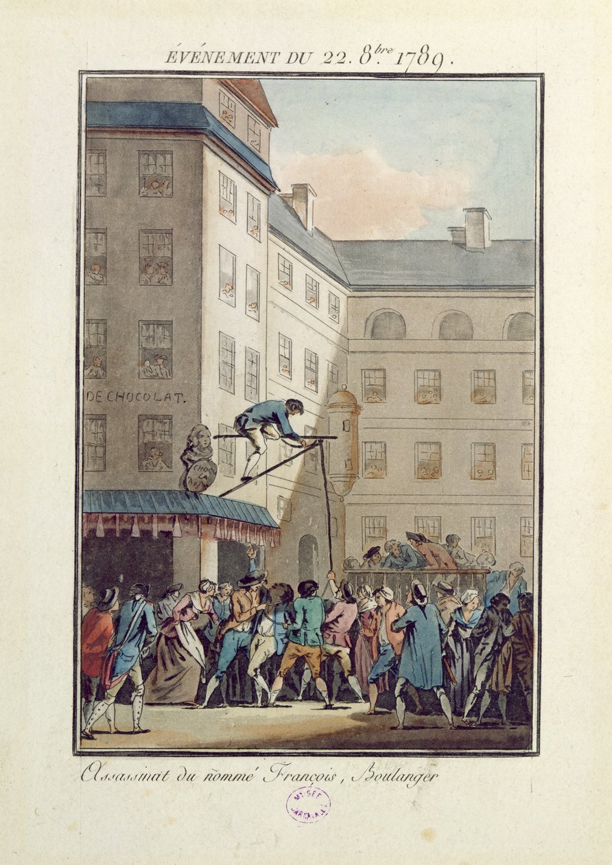 أحداث 22 أكتوبر 1789: تعليق رجل يدعى فرانسوا ، خباز بواسطة جان فرانسوا جانينيت