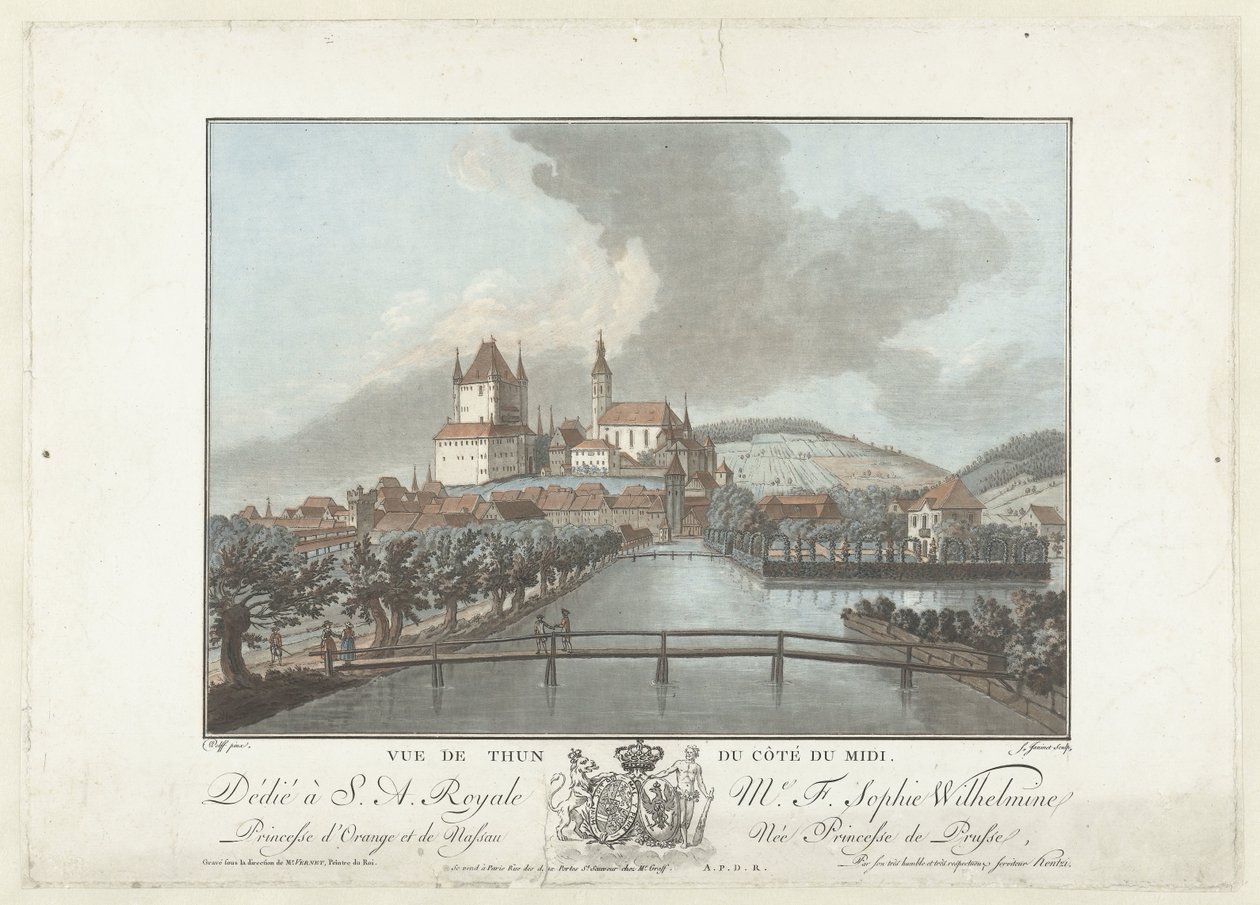 Gezicht op Thun منظر ثون من الجانب الجنوبي (العنوان على الجسم) مناظر رائعة لجبال سويسرا (عنوان السلسلة) بواسطة جان فرانسوا جانينيت