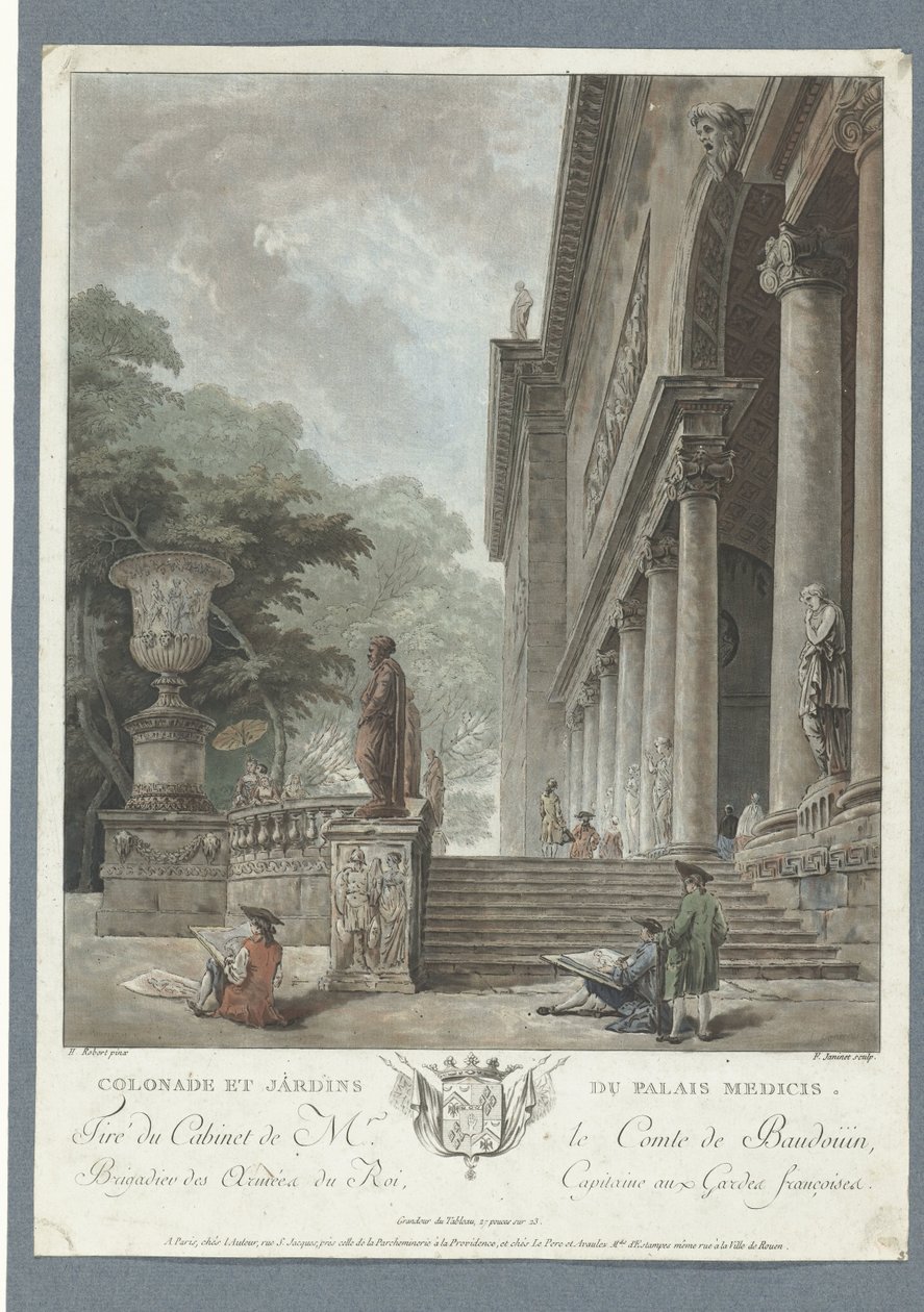 منظر لفيلا ميديسي Colonade et jardins du Palais Medicis (العنوان على الكائن) بواسطة جان فرانسوا جانينيت