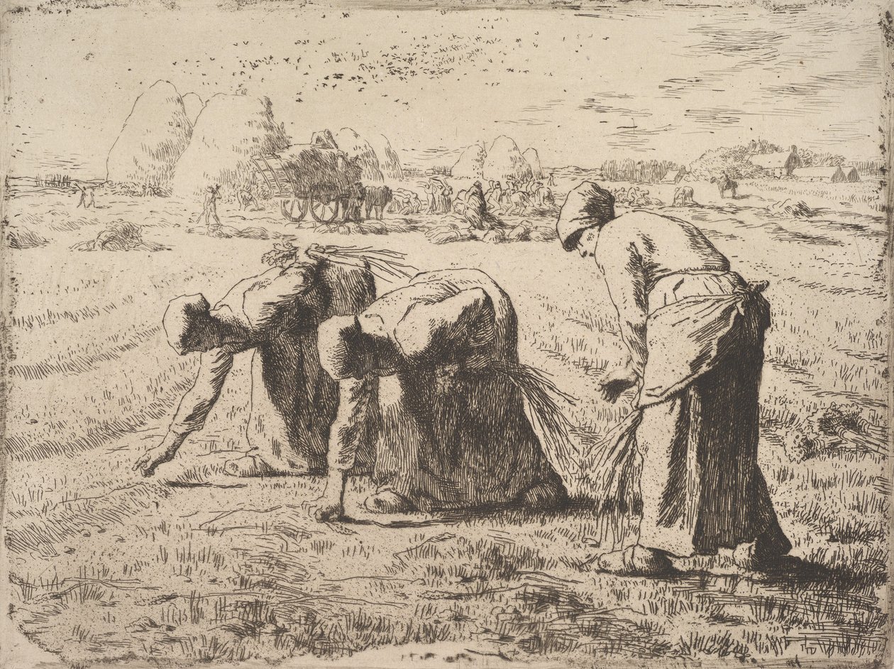 The Gleaners ، c.1855-56 (النقش على عمود فقري) بواسطة جان فرانسوا ميلت