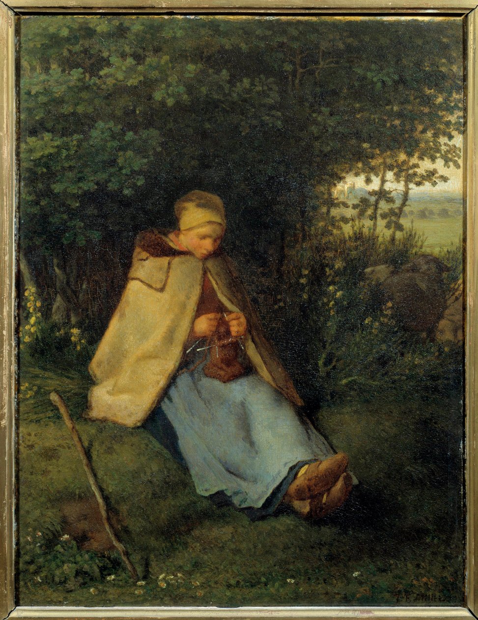 لوحة الحياكة التي رسمها جان فرانسوا ميليت (1814-1875) 1858 صن. 0،39 × 0،29 م باريس ، متحف دورسيه بواسطة جان فرانسوا ميلت