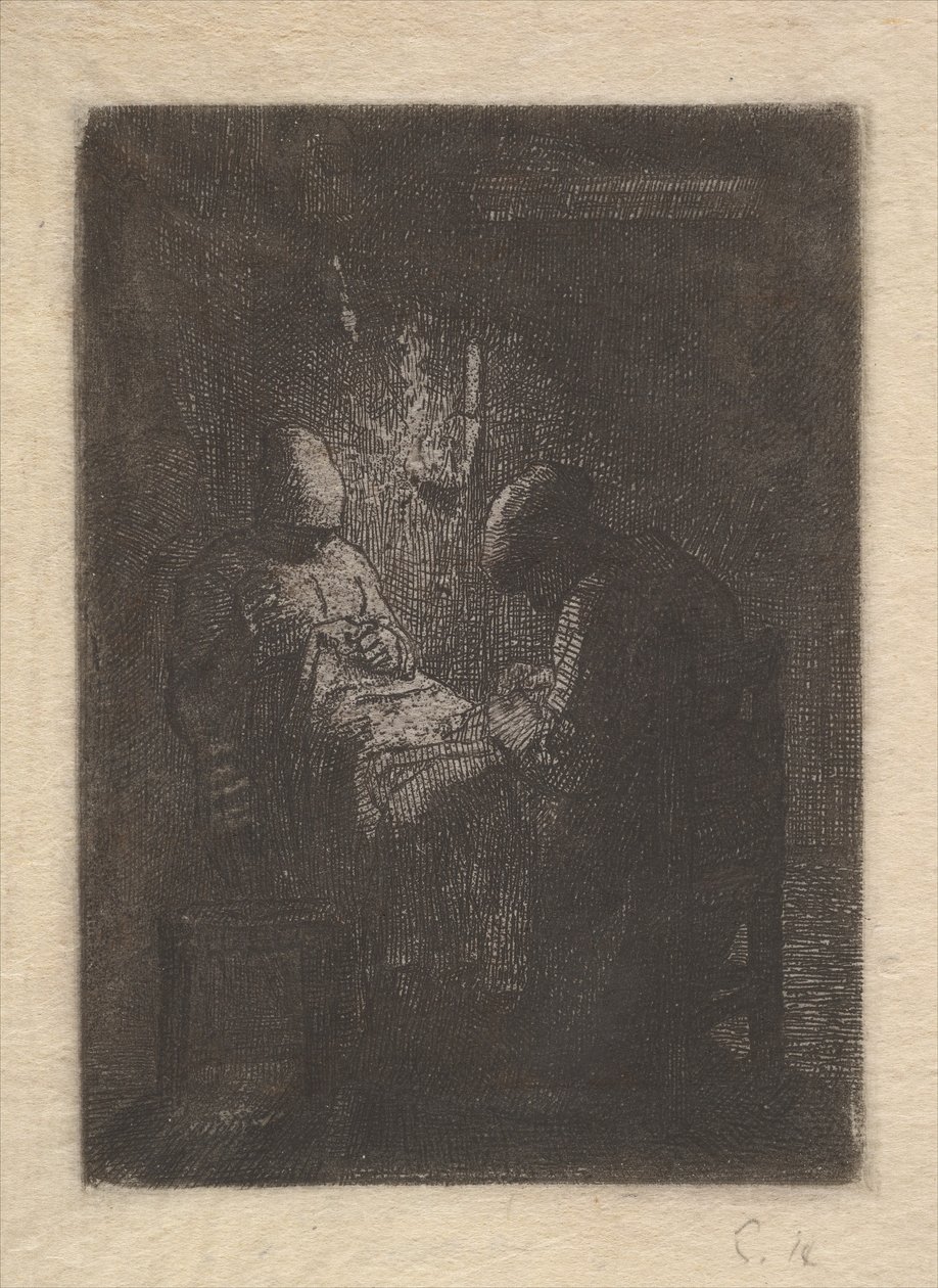 امرأتان الخياطة بواسطة Lamplight ، كاليفورنيا. 1853. بواسطة جان فرانسوا ميلت