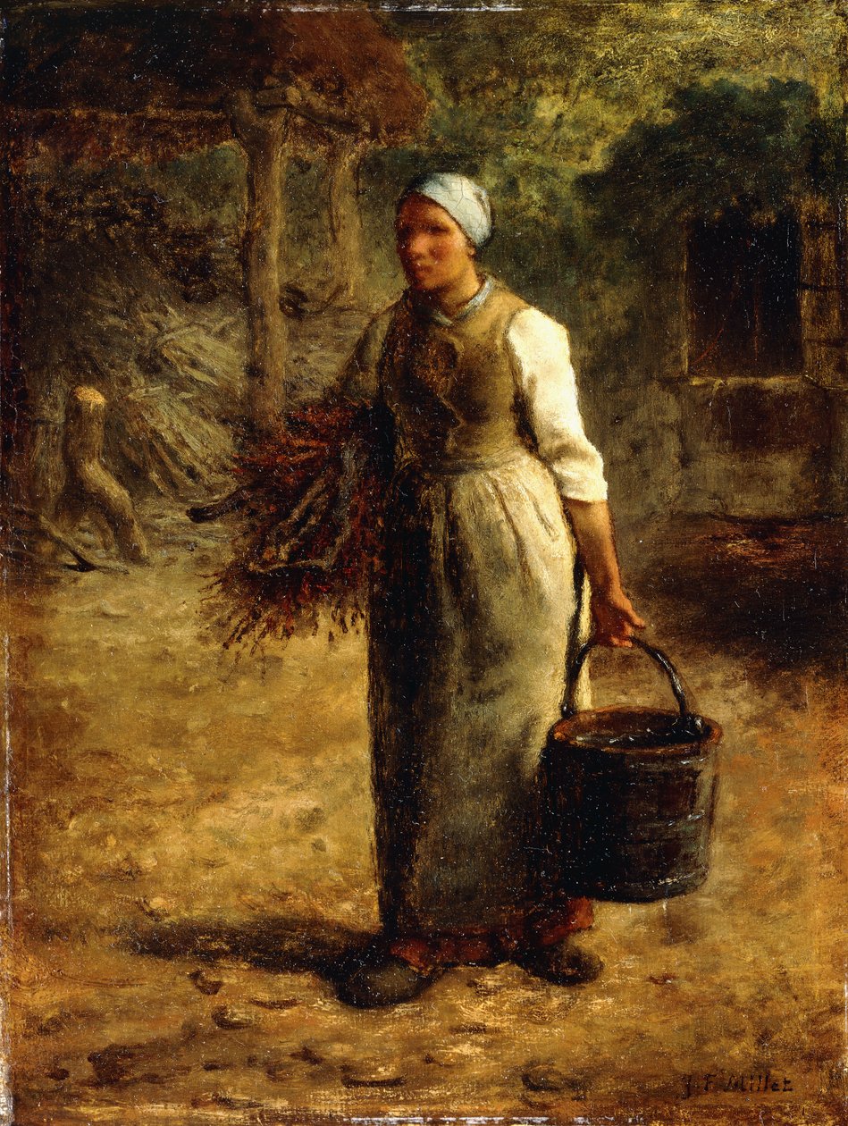 امرأة تحمل الحطب والسطل ، c.1858-60 بواسطة جان فرانسوا ميلت