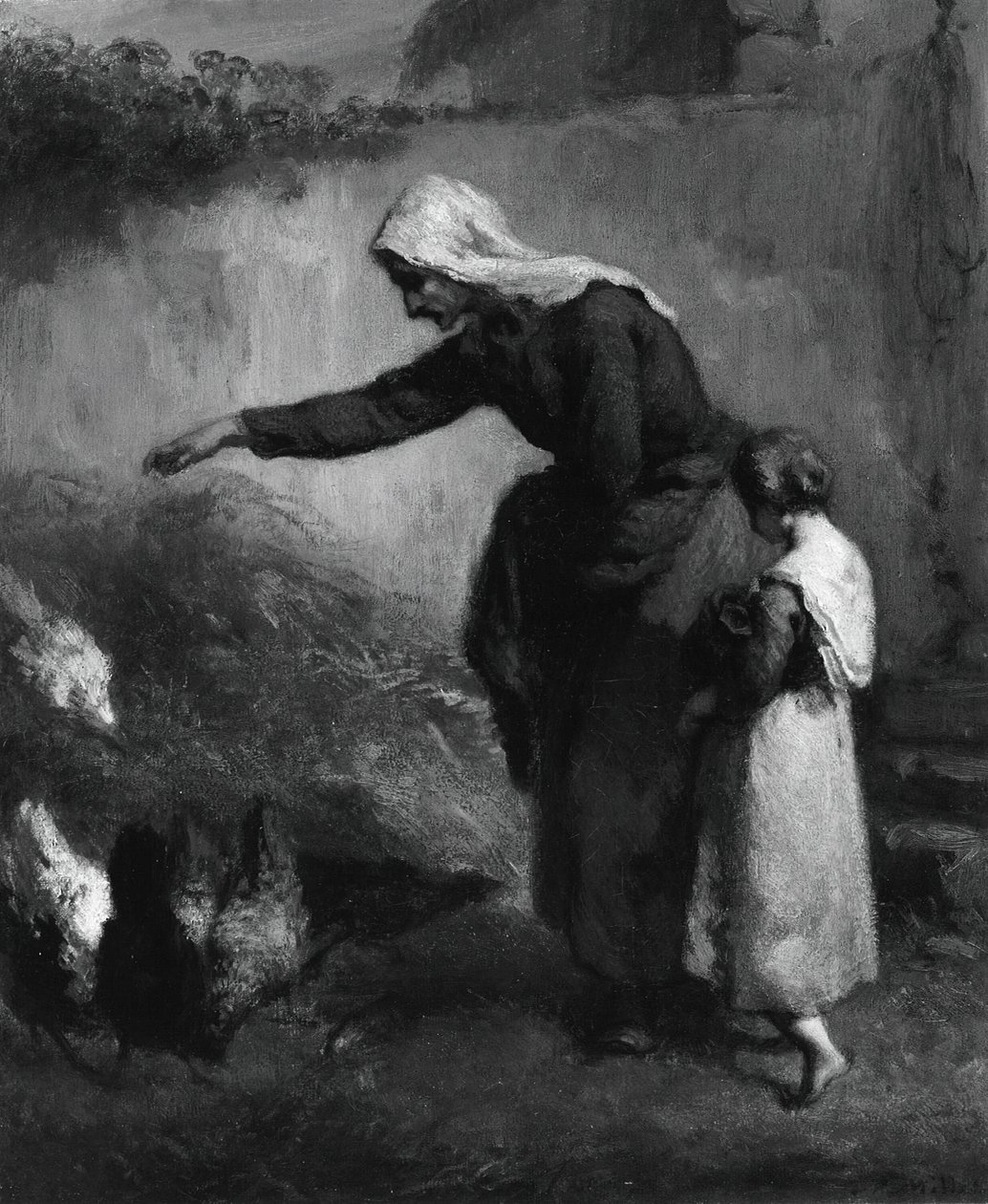 امرأة تطعم الدجاج ، 184648. بواسطة جان فرانسوا ميلت