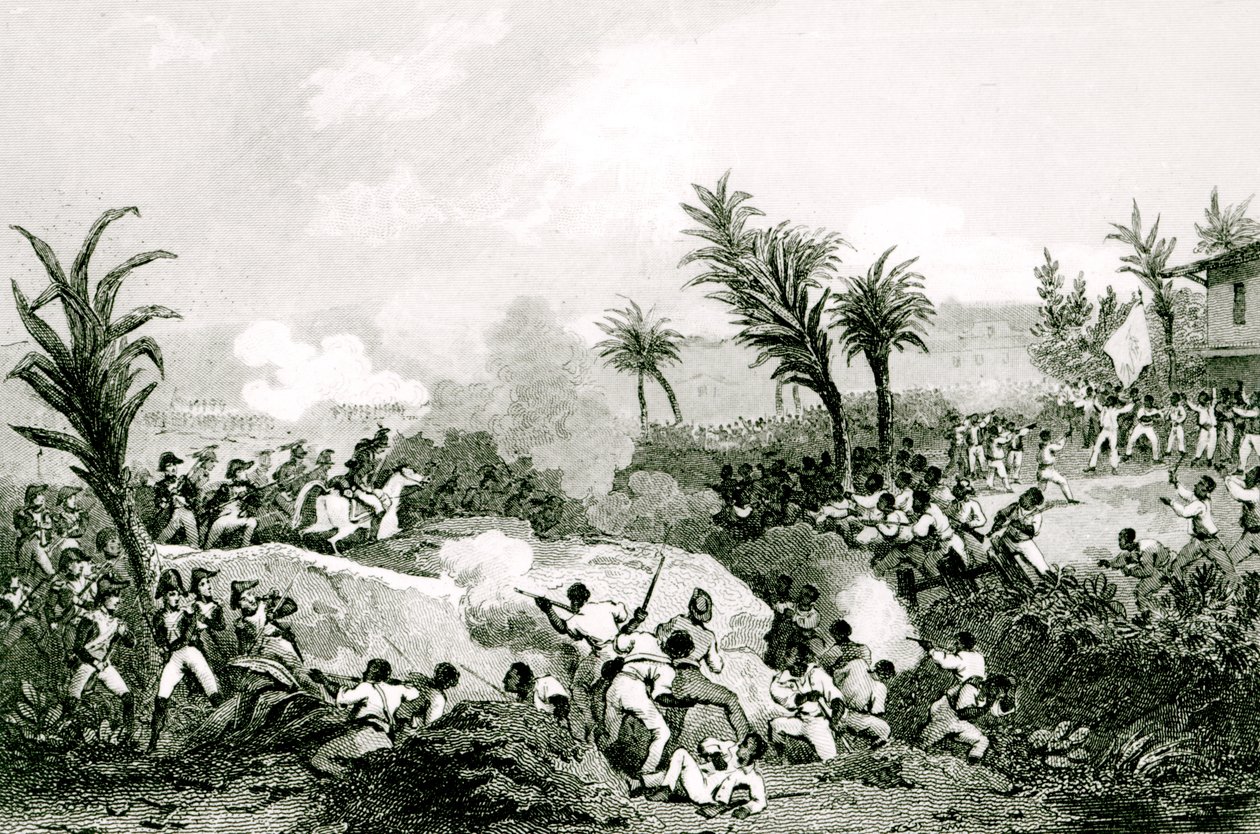 ثورة سوداء في سانتو دومينغو ، 16 سبتمبر 1802 ، من "مجموعة Universo du XIXe" ، بعد مارتينيت بواسطة جان فرانسوا بورفويور