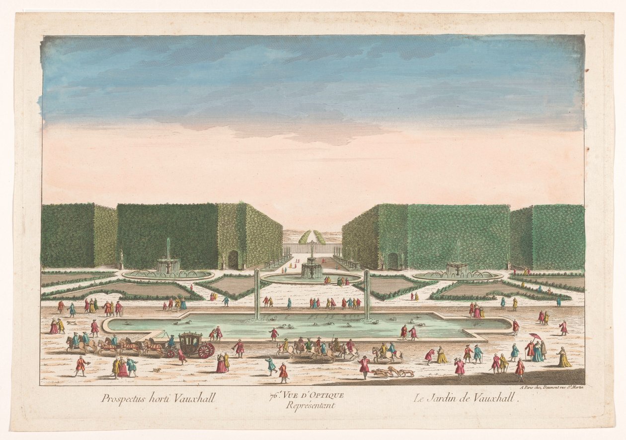 Gezicht op Vauxhall Gardens te لندن 76. عرض بصري يمثل حديقة فوكسهول (العنوان على الكائن) بواسطة جان فرانسوا دومون