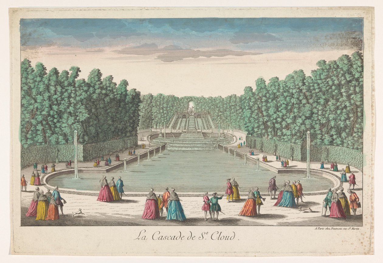 منظر لشلالات حديقة Château de Saint-Cloud لا تتالي دو سانت كلاود (العنوان على الكائن) بواسطة جان فرانسوا دومون