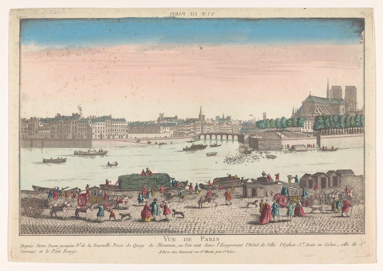 منظر لمدينة باريس من Quai de Miramion Vue de Paris (العنوان على الكائن) بواسطة جان فرانسوا دومون