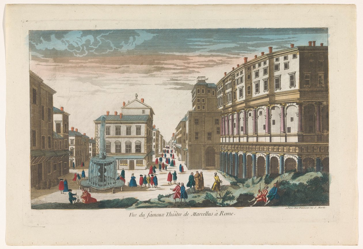 منظر لمسرح مارسيلوس في روما Vue du fameux Théâtre de Marcellus à Rome (العنوان على الكائن) بواسطة جان فرانسوا دومون