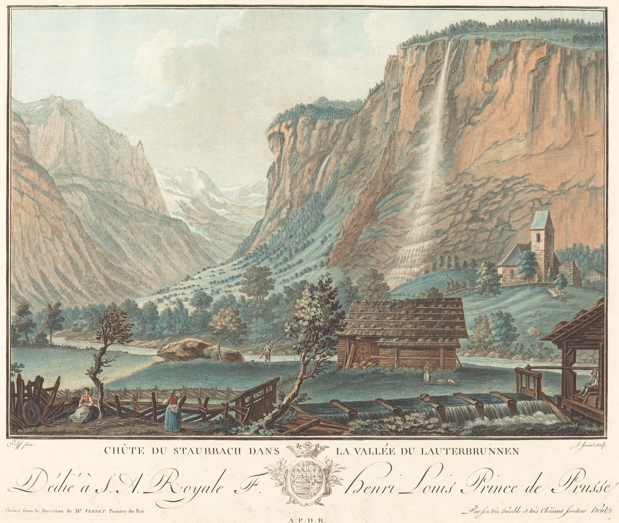 Chute de Staubbach ، dans la Vallée de Lauterbrunnen (السقوط في Staubbach في وادي Lauterbrunnen) بواسطة جان فرانسوا جانيت بعد كاسبار وولف