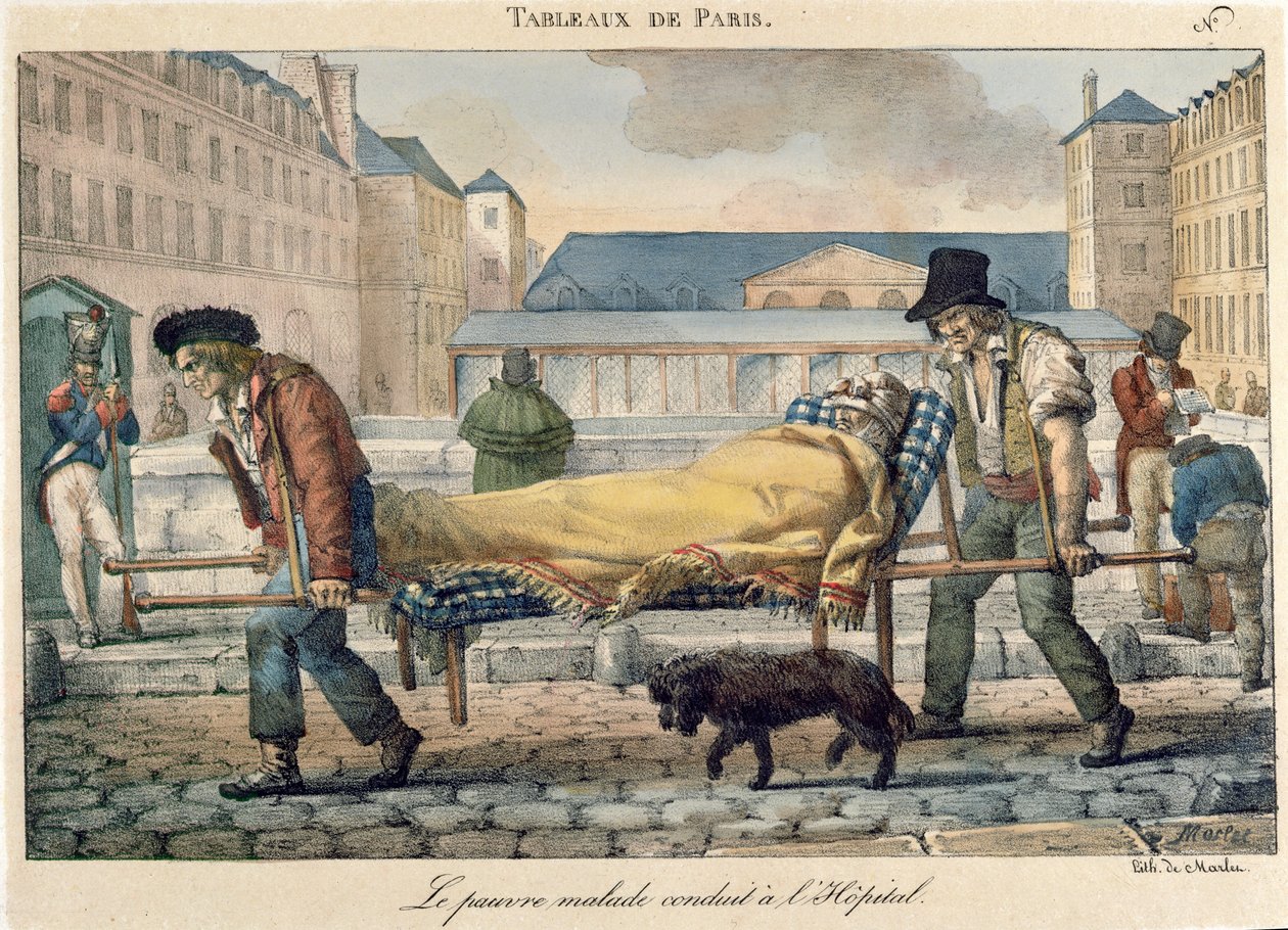 تم نقل غير صالح إلى المستشفى ، من سلسلة "Tableaux de Paris" ، c.1820 بواسطة جان هنري مارليت