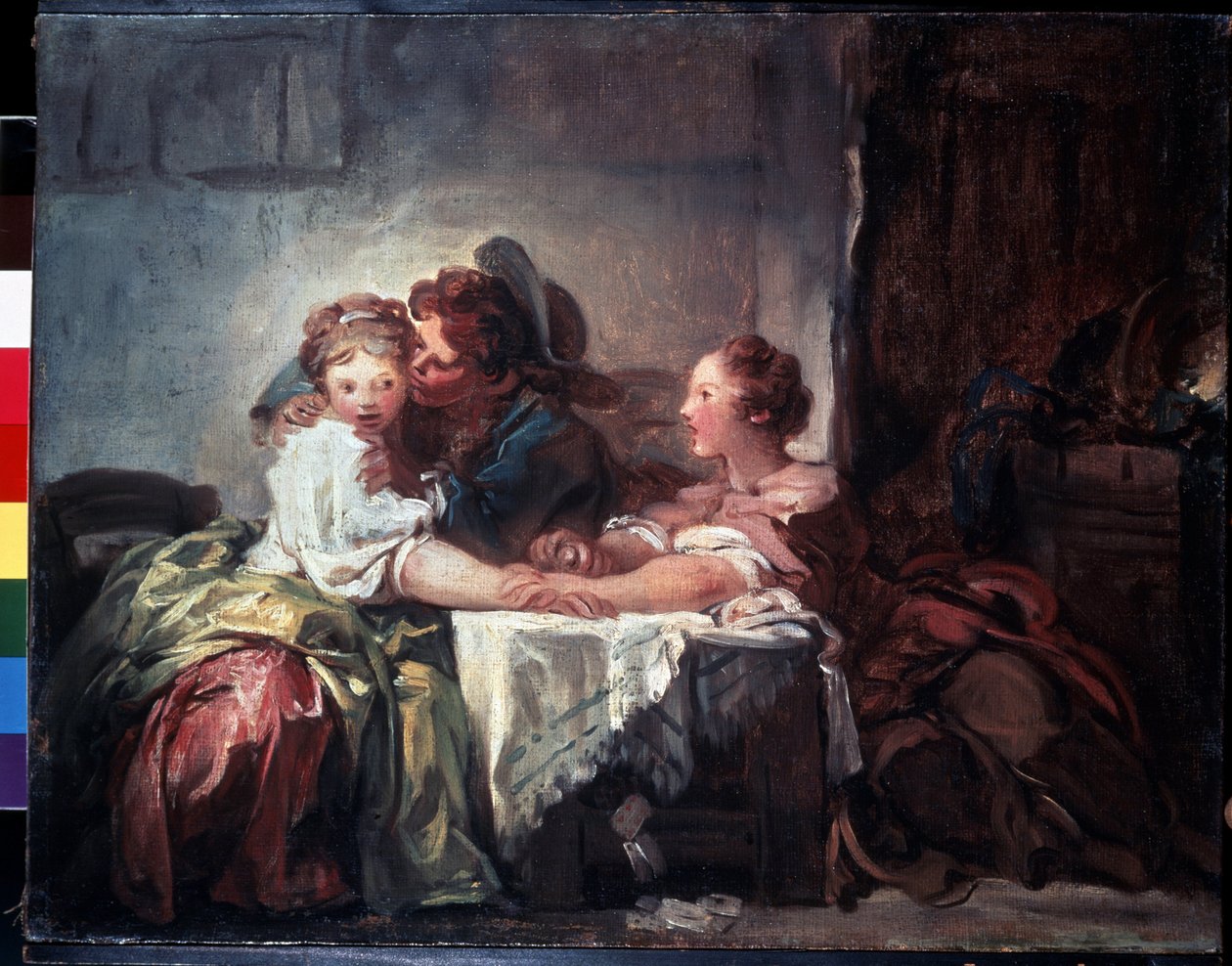 "" The Lost Stake or The Kiss Wins "(القبلة المأسورة) لوحة لجين أونوريه فراغونارد (1732-1806) Dim. 47 x 60 cm متحف هيرميتاج ، سانت بطرسبرغ بواسطة جان هونوري فراجونارد