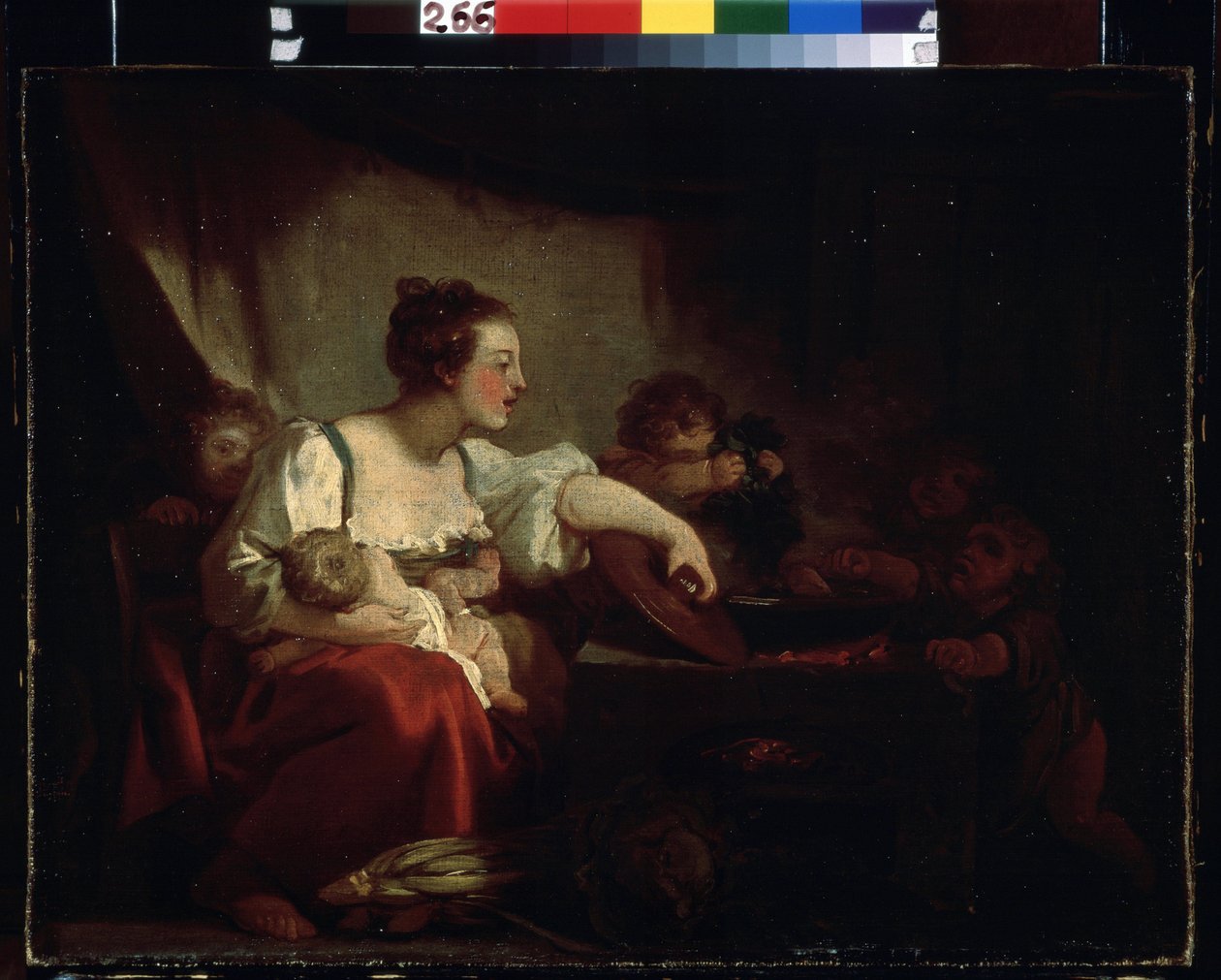 "" الأسرة الفقيرة "(الأسرة الفقيرة) لوحة رسمها جان هونوري فراجونارد (1732-1806) 1760-1762 متحف بوشكين ، موسكو بواسطة جان هونوري فراجونارد
