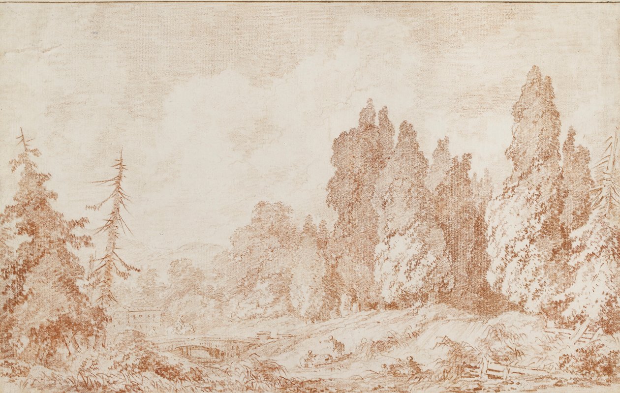 منظر طبيعي به جسر ، c1760 بواسطة جان هونوري فراجونارد