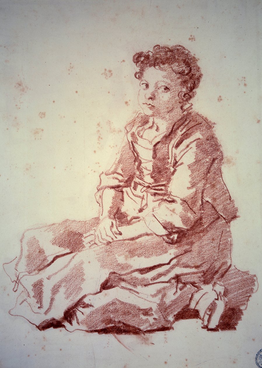 فتاة صغيرة تجلس على كعبيها Sanguine بواسطة Jean Honore Fragonard (1732-1806) 1774 بيسانكون ، متحف الفنون الجميلة بواسطة جان هونوري فراجونارد