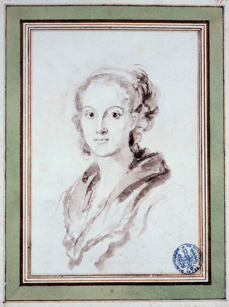 Portrait of Marguerite Gerard (1767-1837) French painter, sister-in-law of Fragonard Drawing in the wash by Jean Honore Fragonard (1732-1806) 1800 around Besancon, Musee des Beaux Arts بواسطة جان هونوري فراجونارد