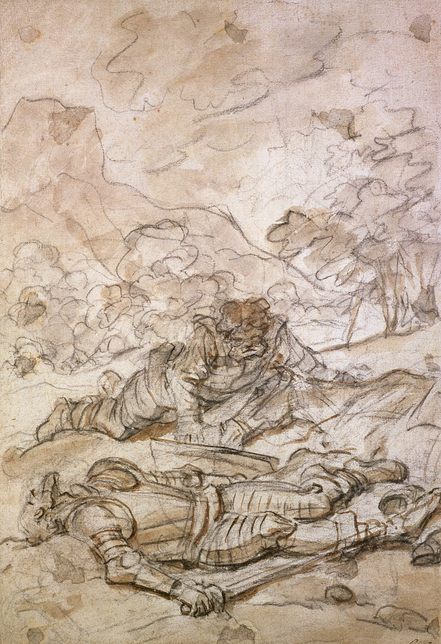 الوضع المحزن لدون كيشوت وسانشو بانزا ، الذي أساء معاملته من قبل عبيد جالي ، القرن الثامن عشر بواسطة جان هونوري فراجونارد