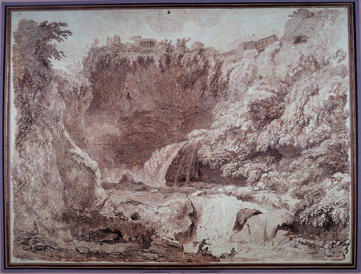 كهف نبتون أ تيفولي رسم جان هونوري فراجونارد (1732-1806) القرن الثامن عشر بيزانكون ، متحف الفنون الجميلة بواسطة جان هونوري فراجونارد