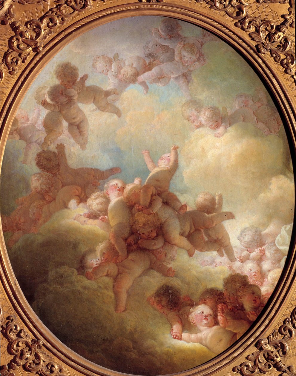سرب مجموعة الحب في الغيوم. رسم جان هونوري فراجونارد (1732-1806) القرن الثامن عشر. 0،56 × 0،65 م متحف اللوفر في باريس بواسطة جان هونوري فراجونارد