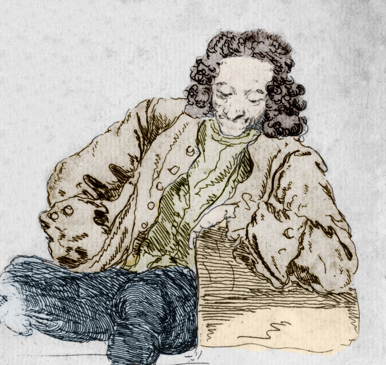 صورة لفرانسوا ماري أرويه ، ديت فولتير (1694-1778) بالتفصيل بعد "الفسيولوجيا المختلفة لفولتير" ، بواسطة هوبر. بواسطة جين هوبر
