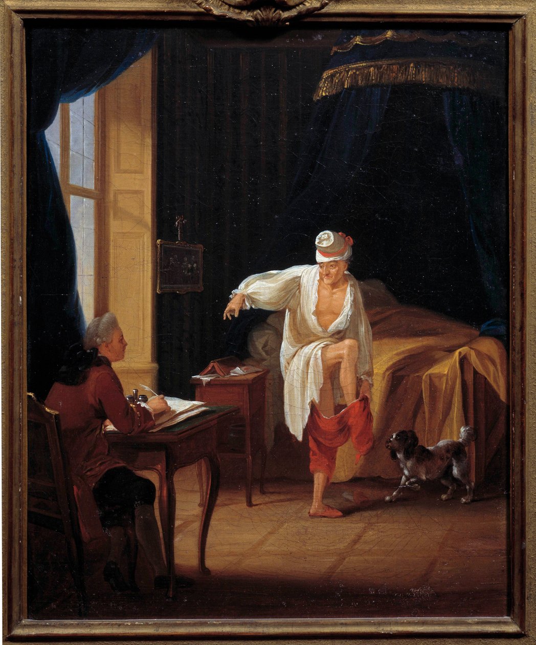 قام الكاتب والفيلسوف فولتير (1694-1778) بصعوده وهو يملي على سكرتيرته كوليني لوحة فيرني بواسطة جان هوبر (1721-1786) شمس القرن الثامن عشر. ٠،٣٧ × ٠،٣١ م متحف باريس كرنافاليه بواسطة جين هوبر