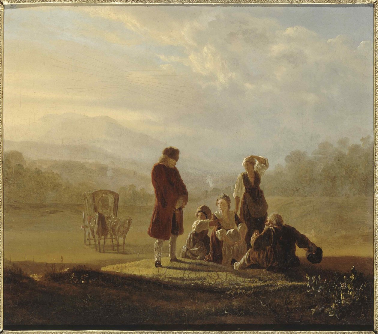 فولتير وفلاحين فيرني ، حوالي 1770. بواسطة جين هوبر