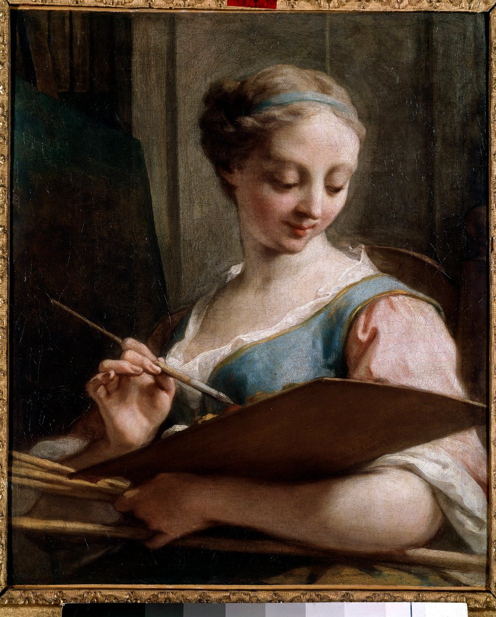 رمزية لوحة شابة تحمل لوحة. رسم جان ريستوت (1692-1768) القرن الثامن عشر. 0،54 × 0،45 م سانت كوينتين ، متحف ليكويير بواسطة جان الثاني رستوت