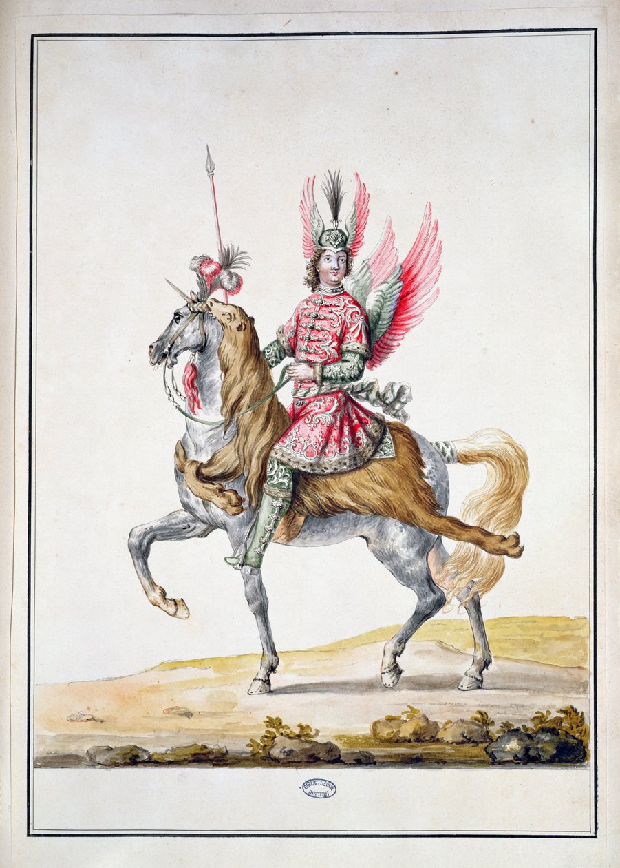 "فرسان بأجنحة" ، تصميم أزياء لـ "Le Carrousel des Galants Maures" ، 1686 بواسطة جان بيرين