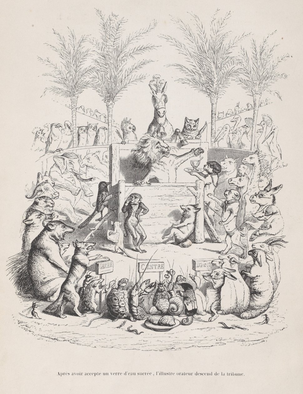 بعد قبول كأس من الماء العذب ، ينحدر الخطيب اللامع من الركن ... ، كاليفورنيا. 1837-47. بواسطة جان إغنايس إيسيدور جيرار