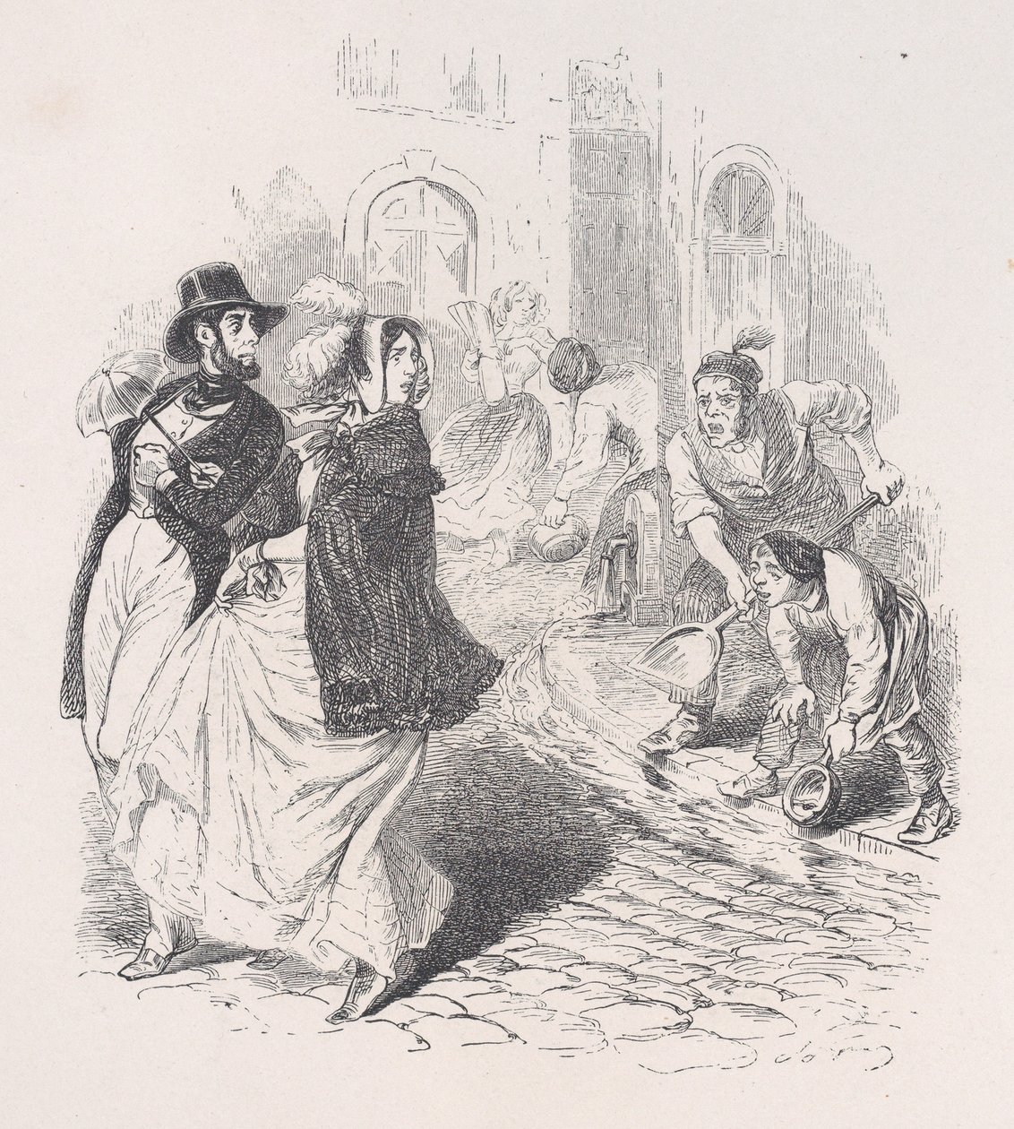 فقط في كل مكان توجد صنابير المياه ، وعلب الري من أي شكل ، والمجارف والأواني من أي حجم ... ، 1843. بواسطة جان إغنايس إيسيدور جيرار