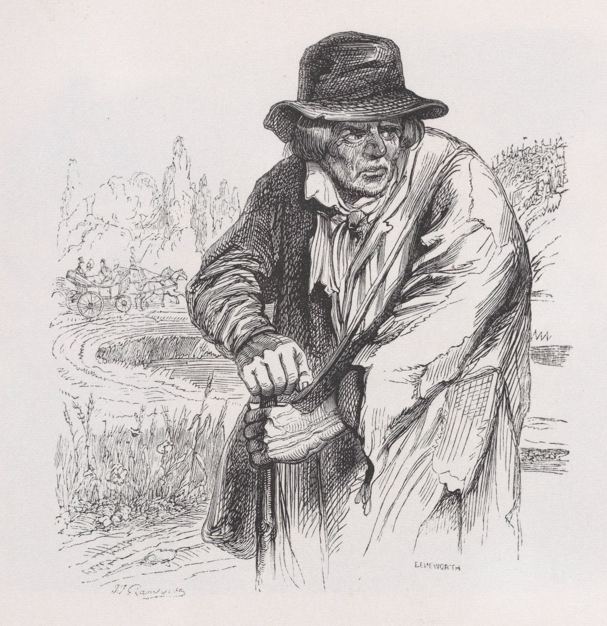 The Old Vagabond من الأعمال الكاملة ل Béranger ، 1836. بواسطة جان إغنايس إيسيدور جيرار
