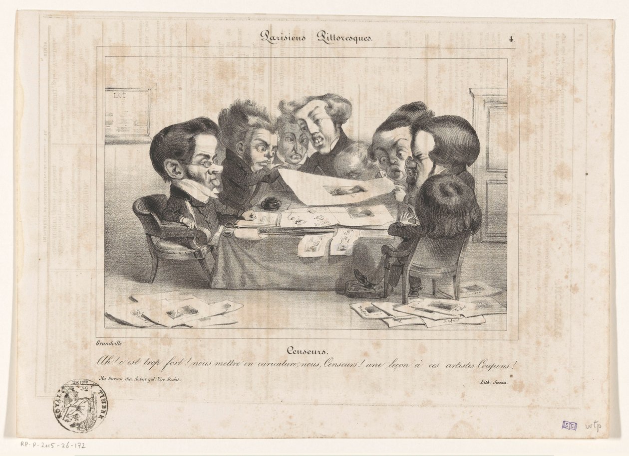 صورة كاريكاتورية للرقابة الفرنسية الرقباء (العنوان على الكائن) Parisiens Pittoresques (عنوان السلسلة على الكائن) بواسطة جين إجناس إيزيدور جيرارد جرانفيل