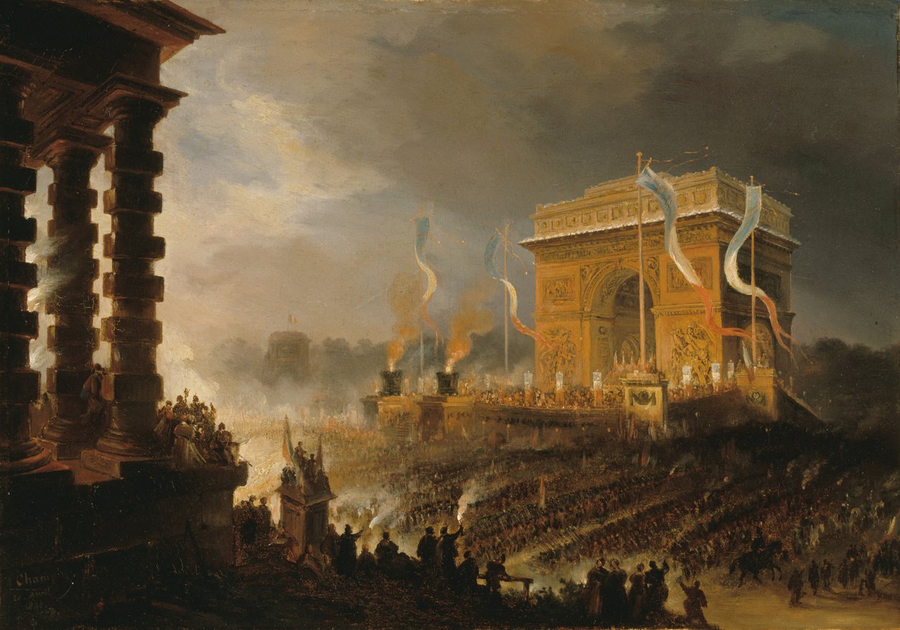 عيد الإخوان على قوس النصر ، مساء 20 أبريل 1848 ، 1848. بواسطة جان جاك شامبين