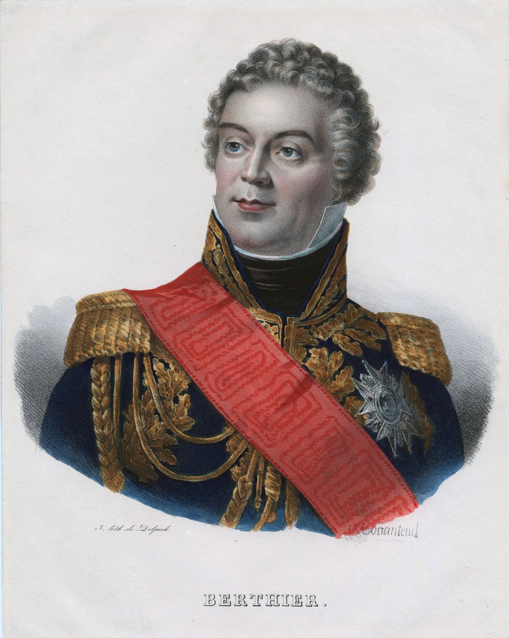 لويس ألكسندر (لويس ألكساندر) برتييه (1753-1815) ، برينس دي فغرام ، أمير نيوشاتيل - مونانتيويل ، جان جاك فرانسوا (1785-1860) - 1835 - طباعة حجرية ، ألوان مائية - 32 × 24.5 - مجموعة خاصة بواسطة جان جاك فرانسوا مونانتويل