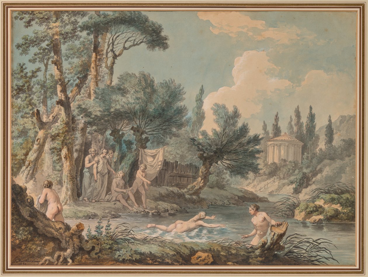 العراة في المناظر الطبيعية بواسطة Jean Jacques François Lebarbier ، الملقب بـ Le Barbier L'Ané