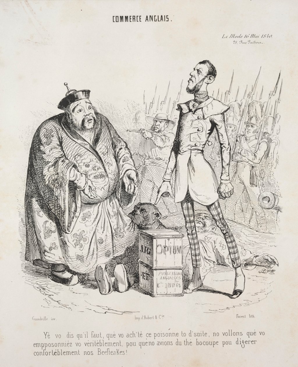 التجارة الانجليزية. تقول Yé vo أنه من الضروري أن تشتري هذا السامة لتتبع ... ، 1840. بواسطة جان جاك جراندفيل