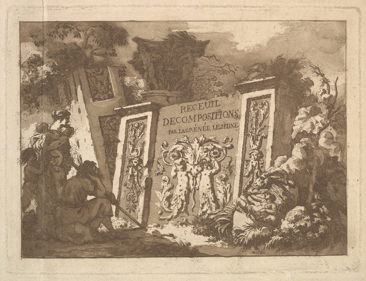 واجهة الكتاب ، من Recueil de Compositions par Lagrenée Le Jeune Collection of Compositio ... ، 1782. بواسطة جان جاك لاغريني