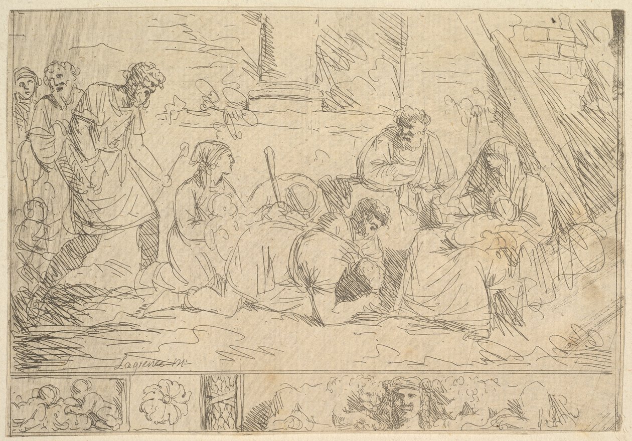 L'Adoration des Bergers عبادة الرعاة ، 1762-63. بواسطة جان جاك لاغريني
